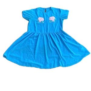 Lazy oaf rose applique baby blue oversize dress